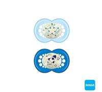 MAM - Succhietto Original Night 16+ in silicone 2pz, Azzurro