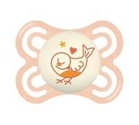 MAM S245 - Ciuccio Perfect Night con tettarella extra sottile e flessibile in silicone Skinsofttm, ultra morbido, per bambini di 0 mesi, brilla al buio, con scatola auto sterilizzabile, per bambine, rosa