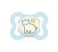 MAM Supreme Night Ciuccio Luminoso in Silicone, con Custodia Porta Succhietto, 2-6 Mesi, Blu