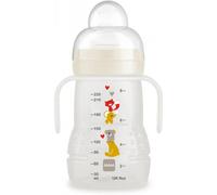 MAM Biberon Trainer 220 ml 4+ mesi – Beccuccio soft in silicone, neutro, manici antiscivolo
