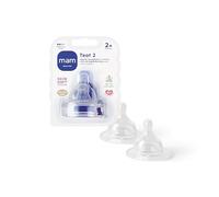 MAM Teats Size 2, Suitable for 2+ Months, MAM Medium Flow Teats with SkinSoft Silicone, Fits All MAM Baby Bottles, Baby Feeding Essentials, Pack of 2