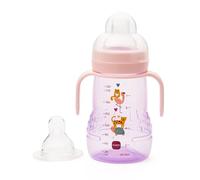 MAM Trainer+ 220ml, Baby Cup Suitable from 4+ Months, Trainer Cup for Independent Drinking, Spill-Free Toddler Cup, Pink (Designs May Vary)