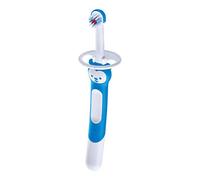 MAM Training Brush, Spazzolino Denti per Bambini con Manico Lungo, con Anello di Protezione, 5+ Mesi, Azzurro