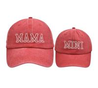 Mama and Mini Cappelli, Mommy and Me Hat, Mother Daughter Cap, cotone regolabile ricamato genitore-figlio berretto da baseball set, Rosso a, 2-8 Years
