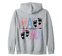 Mama Baby Footprints Cuori Fiori Felpa con Cappuccio
