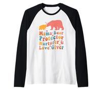Mama Bear Protector Love Giver Mothers Day Groovy Stylish Maglia con Maniche Raglan