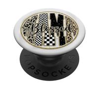 Mama Blessed Checkered Leopard Pattern Aesthetic PopSockets PopGrip Adesivo