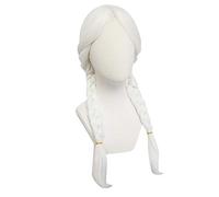 Mama Coco ispirato parrucca cosplay capelli sintetici lunghi bianco neve intrecciati trecce con frangia lunga inclinata per le donne AG-817