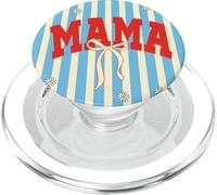 Mama Coquette Bow Retro Stripe Daisy Aesthetic Mother PopSockets PopGrip per MagSafe