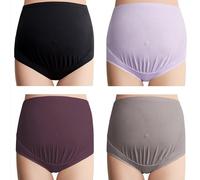 Mama Cotton High Waist Maternity Panties Mutande da Uomo, Stili Classici a Vita Alta-Multicolor-b Confezione da 4, 3XL (Pacco da 4) Donna