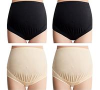 Mama Cotton Women's Over The Bump Maternity Panties High Waist Full Coverage Pregnancy Underwear (Multicolor C 4 Pack, Size-XXL)