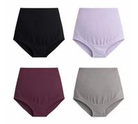 Mama Cotton Women's Over The Bump Maternity Panties High Waist Full Coverage Pregnancy Underwear (Multicolor E 4 Pack, Size-L)