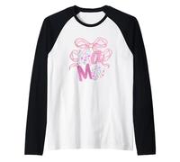 Mama - Fiocco floreale a quadretti rosa Maglia con Maniche Raglan