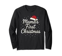 Mama First Christmas New Mom Baby Sentimental Holiday Maglia a Manica