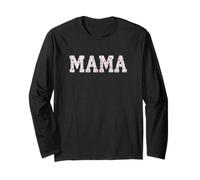 Mama Floral Patchwork Style Lettering Cute Vintage Mom Maglia a Manica