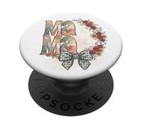 Mama Floral Wreath Gingham Bow Graphic Design PopSockets PopGrip Adesivo