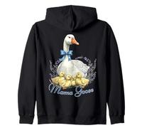 Mama Goose With Baby Oche Vintage Nastro Blu Oca Amante Oca Felpa con Cappuccio
