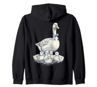 Mama Goose With Baby Oche Vintage Nastro Blu Oca Amante Oca Felpa con Cappuccio