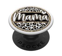 Mama Leopard Print Heart Pattern Aesthetic Motherhood PopSockets PopGrip Adesivo