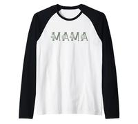 Mama Lettere Floreali Verde Salvia Estetica Maglia con Maniche Raglan
