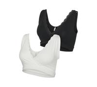 Mamalicious Maternity - Confezione da 2 reggiseni da notte per l'allattamento bianco e nero con finiture in pizzo S