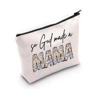 Mama Life - Trousse per cosmetici, con scritta "So God Made A Mama", in stile bohémien, motivo floreale, idea regalo motivazionale per la mamma, Così Dio ha fatto una mamma