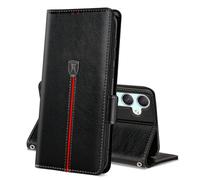 MAMA MOUTH Cover Per Samsung Galaxy A55 5G, Custodia Flip Pelle Portafoglio, Magnetica Libro Slot Schede Cover, Silicone TPU Bumper Wallet con Supporto Antiurto Case Per Galaxy A55 5G Nero Profondo