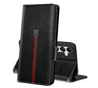MAMA MOUTH Cover Per Samsung Galaxy S23, Custodia Flip Pelle Portafoglio, Magnetica Libro Slot Schede Cover, Silicone TPU Bumper Wallet con Supporto Antiurto Case Per Galaxy S23 Nero Profondo