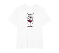 Mama Needs Wine: Bicchiere da Vino Divertente Mamma Vita Maglietta, Uomo Taglie Grandi, Bianco, 2X Tall
