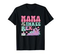 Mama of the Three Rex Compleanno Dinosauro Famiglia Matching Maglietta