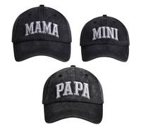 Mama Papa e Mini Cappelli, Regolabile Vintage Cotone Ricamato Genitore Bambino Baseball Capelli, Set di 3 Cappelli Famiglia Abbinati, Nero, nero, nero, nero, stile B, taglia unica