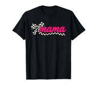 Mama Pink Script Scacchi Fiocco Retro Mamma Maglietta