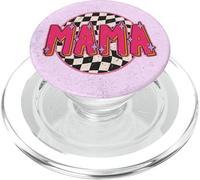 Mama Retro Checkered Pattern Pink Sparkle Aesthetic PopSockets PopGrip per MagSafe
