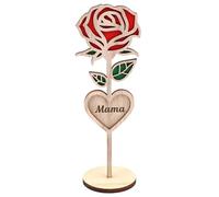 Mama Roses, rosa in legno a forma di cuore con steli bouquet e supporto, in legno artistiche e romantiche, fiori artificiali fatti a mano, rosse per mamma, nonna, moglie, donne
