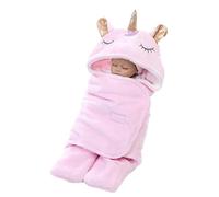 mama stadt Sacco Nanna Unicorno Neonato Baby Swaddle Wrap Sacco a Pelo Morbida Flanella Coperta Calda Copertine Avvolgenti Neonato con Cappuccio e Piedi Separati, Rosa 0-3 Mesi