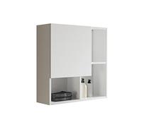 Mama Store, Armadio sospeso laccato bianco lucido con porta asimmetrica, legno, lunghezza 71 x profondità 22 x altezza 71 cm