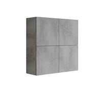 MaMa Store Atena Pensile Doppio Mettitutto 4 ante e sistema di apertura push and pull, Laminato, Grigio Cemento L. 71 X P. 22 X H. 71 cm, Arriva già assemblato