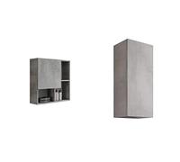 Mama Store Pensile Arredo con Anta Asimmetrica, Grigio Cemento, L.71 x P.22 x H7