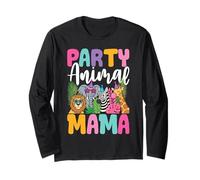 Mama Zoo Birthday Party Animal Family Matching Mom Theme Maglia a Manica