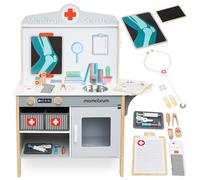 Mamabrum Armadietto dei Medicinali in Legno XXL - Set da Medico con 20 Accessori Realistici e Valigetta per Bambini