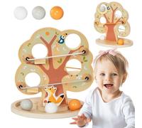 mamabrum Circuito in Legno per Palline, Albero con 4 Livelli di Discesa e 3 Sfere Colorate, Gioco Educativo per Coordinazione e Motricità Fine, Bambini da 18 mesi