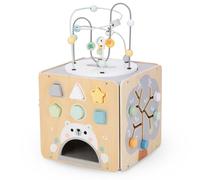 Mamabrum Cubo Multiattivita Legno per Bambini 1 Anno - Cubo Montessori con Tris di Forme, Ingranaggi, Labirinto e Perline - Giocattolo Educativo Motricità Fine - Regalo Bimbo Bimba 12 Mesi