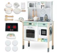 Mamabrum Cucina Interattiva in Legno - Montessori 3+ - Suoni & Luci, Altezza Regolabile, Forno, Microonde, Lavastoviglie e Lavatrice, Set Completo