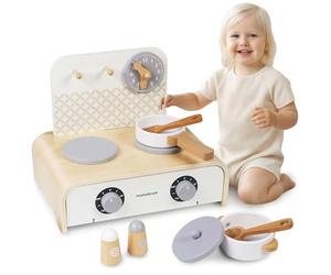 Mamabrum Cucina pieghevole in legno per bambini - Mini cucina compatta con accessori per giocare a cucinare