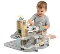 Mamabrum Garage In Legno Per Bambini Con Ascensore E Accessori - Parcheggio A Più Piani Con Autolavaggio E Elicottero - Giocattolo Educativo - Compatibile Con Veicoli In Legno