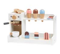 Mamabrum Gelateria e Macchina da Caffè in Legno per Bambini 3+ - Bar Giocattolo con Accessori, Giochi di Ruolo - Barista e Chef, Gelati e Cibo Giocattolo