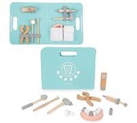 Mamabrum Kit Dentista in Legno per Bambini dai 3 Anni, Gioco Dentista per Bambini con Valigetta, Spazzolino, Dentifricio, Pinza, Siringa, 11 Denti e Mascella Finta