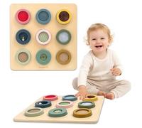 Mamabrum Montessori TOUCH BOARD - Lavagna sensoriale in legno con 9 trame - Sensory Touch, Specchio, Tinkerbell - 45 x 45 cm per bambini 18 m +