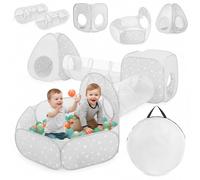 Mamabrum Percorso Motricità Bambino 5 in 1, Tenda per Bambini Interni Esterni con Tunnel e Piscina a Palle, Parco giochi Pieghevole Labirinto da 3 Anni