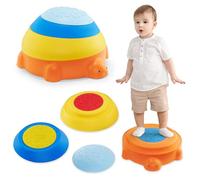 mamabrum Percorso Psicomotricità Bambini, Tartaruga Colorata, 4 Pietre Equilibrio Antiscivolo in Plastica PP e TPE, Texture Sensoriali, Impilabili, Diametri 27-53 cm, Portata 100 kg, 3 Anni